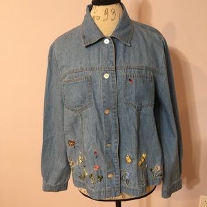 Coldwater Creek Embroidered Denim Jacket